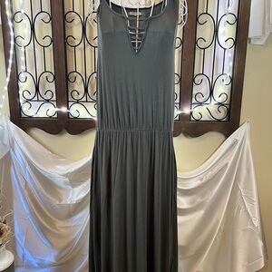 Maurices Sleeveless Olive Green Maxi Dress